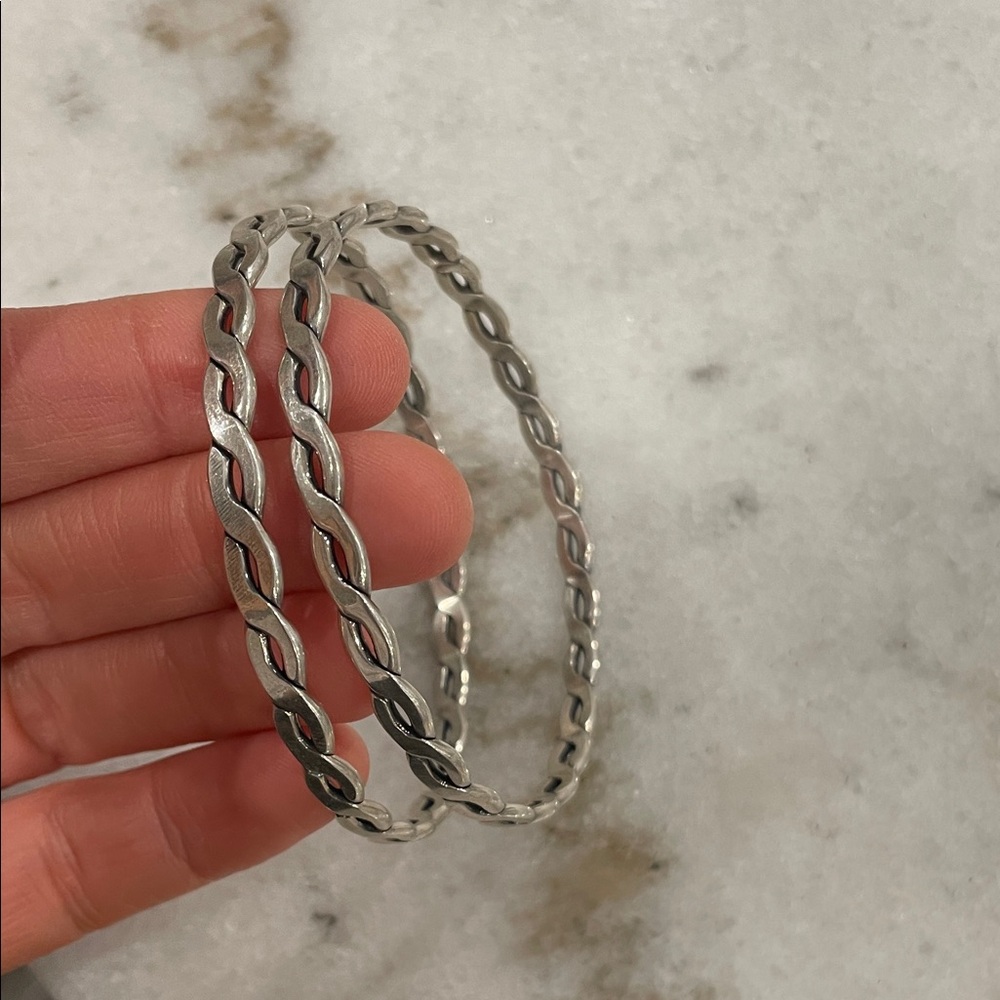 Elegant Silver Twist Bangle Set